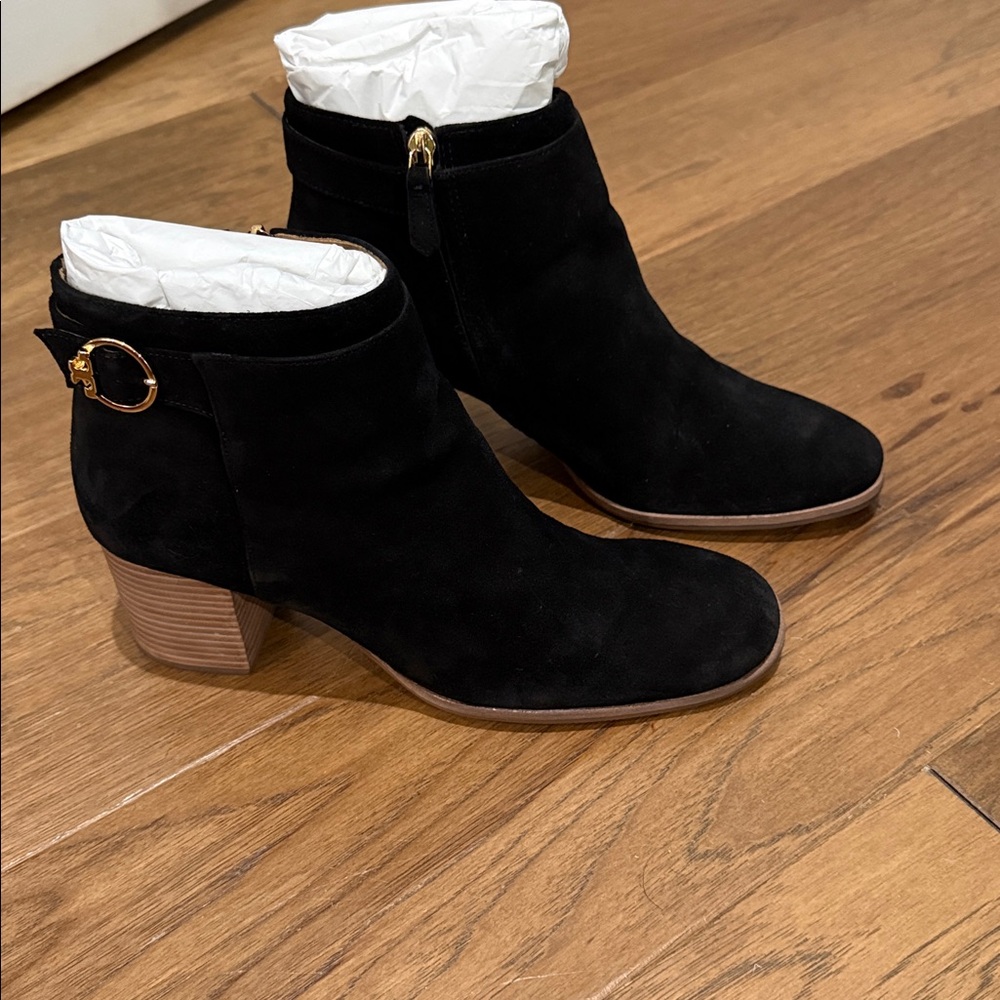 Sofia 65mm Suede Bootie in Black. Worn a few times looks brand new